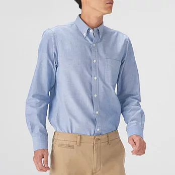 [MUJI無印良品]男有機棉水洗牛津布扣領襯衫XS藍色