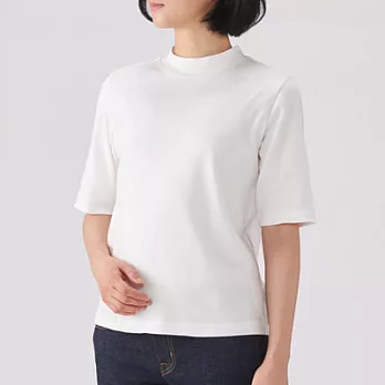 [MUJI無印良品]女有機棉柔滑五分袖T恤XL白色