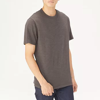 [MUJI無印良品]男有機棉節紗短袖T恤XL棕色