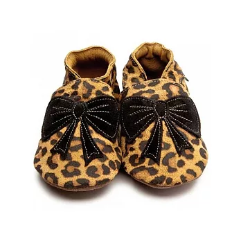 英國製Inch Blue，真皮手工學步鞋禮盒-Bow-Leopard/Black(12~18M)