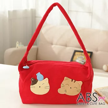 ABS貝斯貓 可愛貓咪手工拼布肩背包/手提包 (活力紅) 88-021