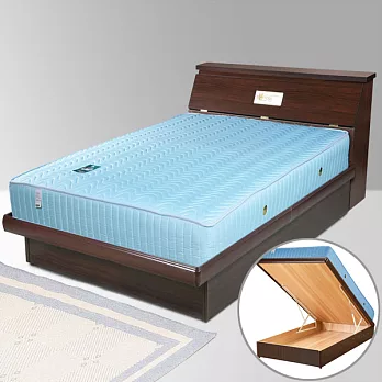 《Homelike》席歐3.5尺掀床組+獨立筒床墊-單人-胡桃木紋