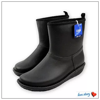 日本製【個性雪靴造型雨鞋-黑色】彈性鞋底舒適止滑‧雨天必備M黑色