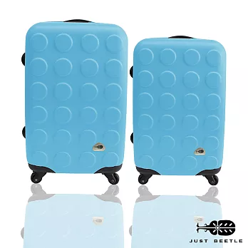 莎莎代言☆Just Beetle積木系列ABS輕硬殼行李箱/旅行箱/登機箱兩件組(28+24吋)藍色