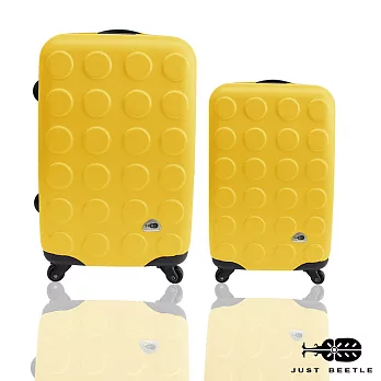 ☆莎莎代言☆Just Beetle積木系列ABS輕硬殼行李箱/旅行箱/登機箱兩件組(24+20吋) 黃色