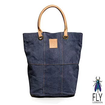 【Fly London】 - SIX PIECES FLY水洗帆布牛皮手提長袋 - 自在藍自在藍