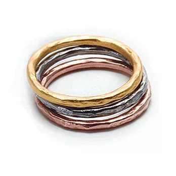 DOGEARED 手工波浪紋 Karma textured ring 三環金銀玫瑰金戒指