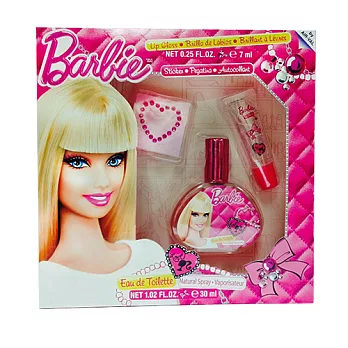 Barbie 時尚芭比 淡香水禮盒-彩妝版(淡香水30ml/唇蜜7ml/水鑽貼紙*1) 贈Disny隨機小香*1