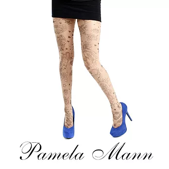 『摩達客』英國進口義大利製【Pamela Mann】刺青效果圖紋印花彈性褲襪Free SIZE