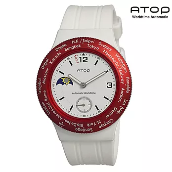 ATOP｜世界時區腕錶－24時區運動系列(白紅)