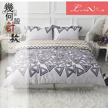 【Luna Vita】雙人 60支精梳純棉設計款 舖棉兩用被床包四件組-角