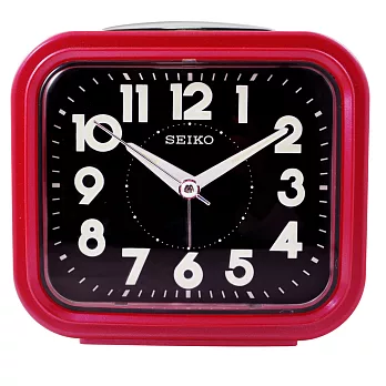 【日本精工-SEIKO】QHK023流線方型靜音夜光貪睡鬧鐘-紅色R