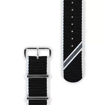 HYPERGRAND軍用錶帶 - 20mm 黑斜紋 Straight Jacquard Mono Nato Strap (銀釦)