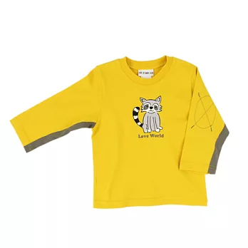 【愛的世界】LOVEWORLD小浣熊系列純棉圓領長袖上衣-台灣製-80芥黃色