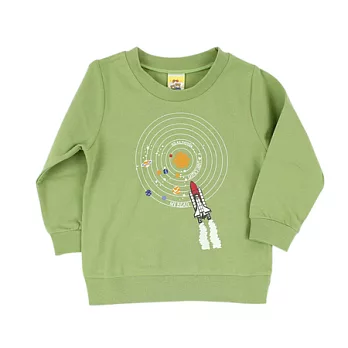 【愛的世界】MYBABY太空人系列純棉圓領長袖T恤-台灣製-95綠色