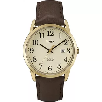 【TIMEX 】天美時復古潮流腕錶Easy Reader系列 (金框/咖啡色帶 TXT2P75800)