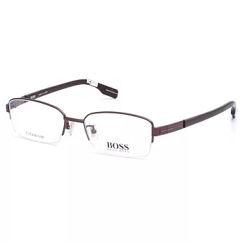 【大學眼鏡】BOSS 簡約半框平光眼鏡6526J-L8N紅