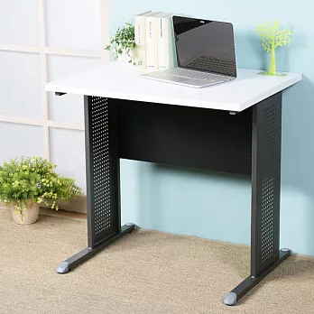 《Homelike》路易80cm辦公桌-加厚桌面 (兩色可選)純白桌面炫灰桌腳