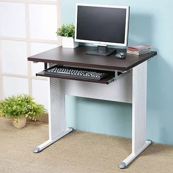 《Homelike》路易80cm辦公桌-加厚桌面(附鍵盤架) (兩色可選)純白桌面炫灰桌腳