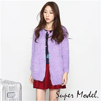 【名模衣櫃】毛茸茸保暖針織外套-共7色(適穿M-XXL)FREE紫色