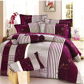 Carolan 幸福樂章-紫 加大六件式精梳棉兩用被床罩組