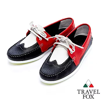 Travel Fox 牛津鞋面帆船鞋915127-49-39黑/紅色