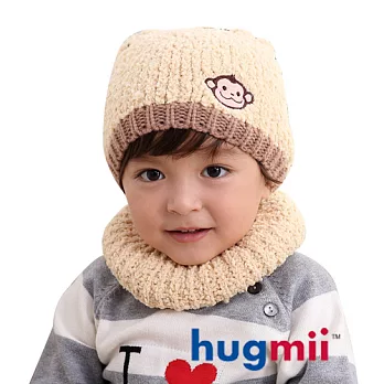 【hugmii】 兒童保暖雙耳造型帽脖圍組_米