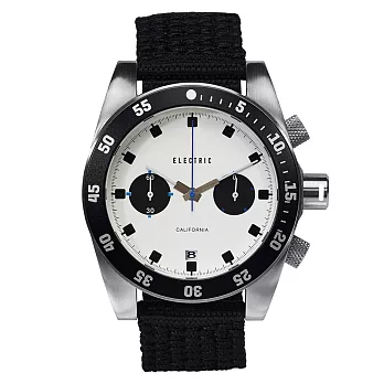 【ELECTRIC】DW02系列時尚雙眼設計計時腕錶 (白面/黑帆布帶 EVEW0070020015)