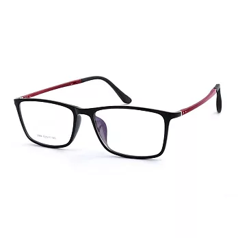 【大學眼鏡】Gluck! 書院氣質 扁方框平光眼鏡 2064-2紅腳黑
