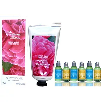 買一送六【L’OCCITANE】牡丹護手霜(75ml)送沐浴體乳旅行組(35ml各1)3組