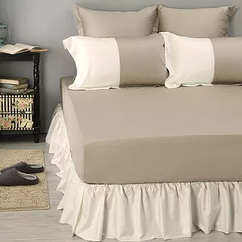 LITA麗塔 波隆那-米色303織精梳棉床包枕套三件式-雙人特大