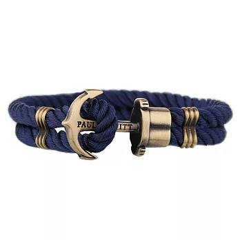 PAUL HEWITT 尼龍繩編織古銅船錨款手環2XL海軍藍色