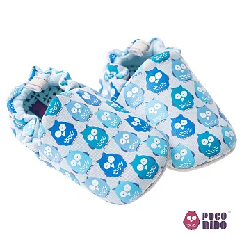 英國 POCONIDO 純手工柔軟嬰兒鞋 (藍色貓頭應)18-24個月