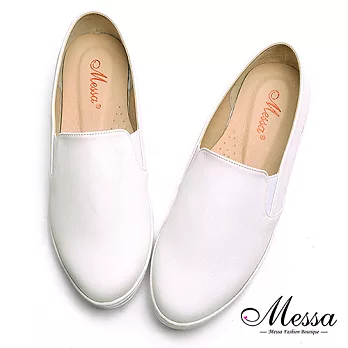 【Messa米莎專櫃女鞋】MIT國民好感素面內真皮懶人鞋-白色36白色