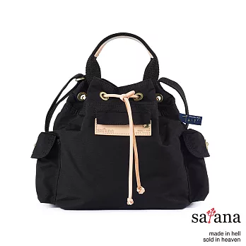 satana - Mini抽繩水桶包 - 黑色