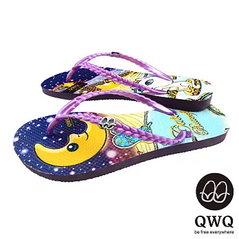 QWQ夾拖的創意(女) - 藝術塗鴨Catch Butterflies 夾腳拖鞋 - 紫帶39紫