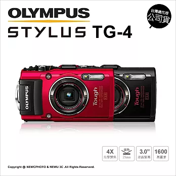Olympus TG-4 防水耐衝擊相機 公司貨★送32G記憶卡+副廠電池+保護貼黑