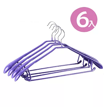 不鏽鋼乾濕兩用防滑寬版衣架6入(紫色)