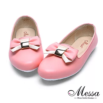 【Messa米莎專櫃女鞋】MIT蝴蝶綁帶女孩內真皮平底包鞋35粉紅色