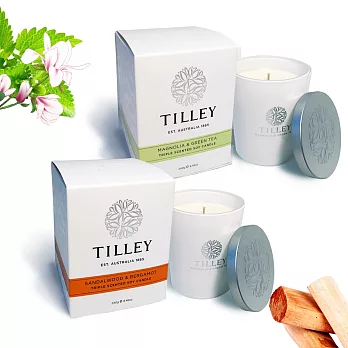 Tilley百年特莉 木蘭花&綠茶+檀香香氛大豆蠟燭合購組240gx2