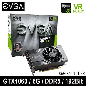 EVGA 艾維克GTX1060 6GB GAMING ACX 2.0 GDDR5 顯示卡(06G-P4-6161-KR)