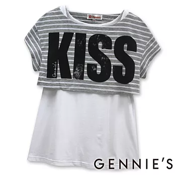 【Gennies奇妮】KISS字母落肩設計春夏孕婦兩件式上衣