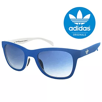 【adidas 愛迪達】經典愛迪達藍白色系三葉草LOGO太陽眼鏡/運動眼鏡#藍框(004027001)