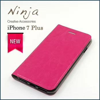 【東京御用Ninja】Apple iPhone 7 Plus（5.5吋）經典瘋馬紋保護皮套（桃紅色）