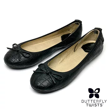 【BUTTERFLY TWISTS】VICTORIA可折疊扭轉芭蕾舞鞋5鱷魚壓紋黑