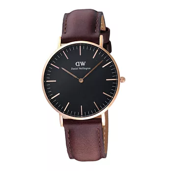 DW Daniel Wellington Classic Black 經典皮帶錶-DW00100136/36mm