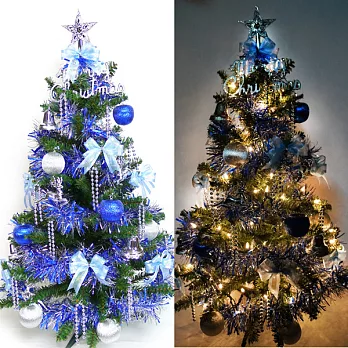 幸福3尺/3呎(90cm)一般型裝飾綠聖誕樹 (藍銀色系)+100燈鎢絲樹燈串YS-GTC03104