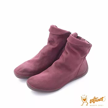 Softinos(女) HAPPY FEET 直套可折式造型中筒靴 - 紫魅紅37紫魅紅