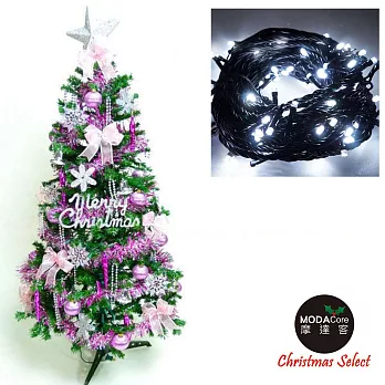 幸福5尺/5呎(150cm)一般型裝飾綠聖誕樹 (+銀紫色系配件+100燈LED燈1串)-白光YS-GTC05303