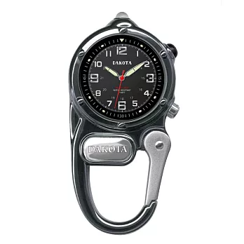 美國DAKOTA迷你掛勾系列 微光觀察黑色錶盤黑色框登山錶掛錶/35mm